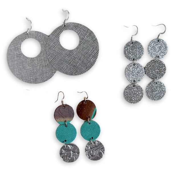 Sterling Ashley - Leather Circle with Cut Out Earrings
