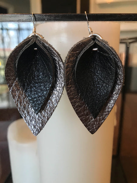 katie-double-layered-leather-leaf-shaped-earrings-in-metallic-gunmetal-and-black