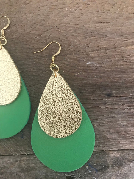 double-layered-leather-teardrop-shaped-earrings-in-green-and-metallic-gold-go-green