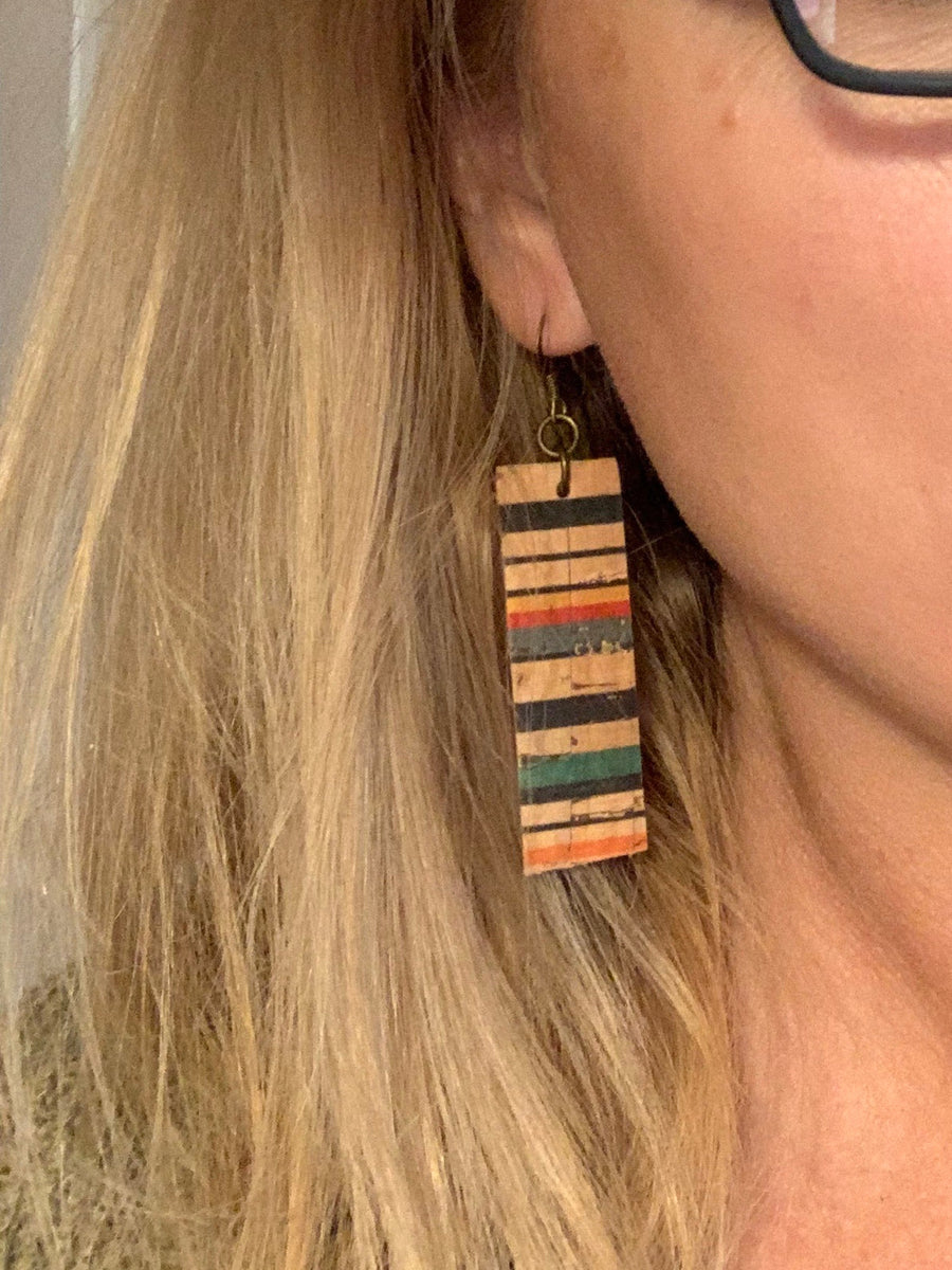 Joanna - Saffiano Leather Bar Rectangle Earrings – Luna & Loki Design