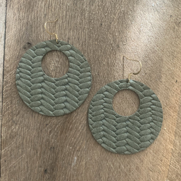 Ashley - Leather Circle with Cut Out Earrings