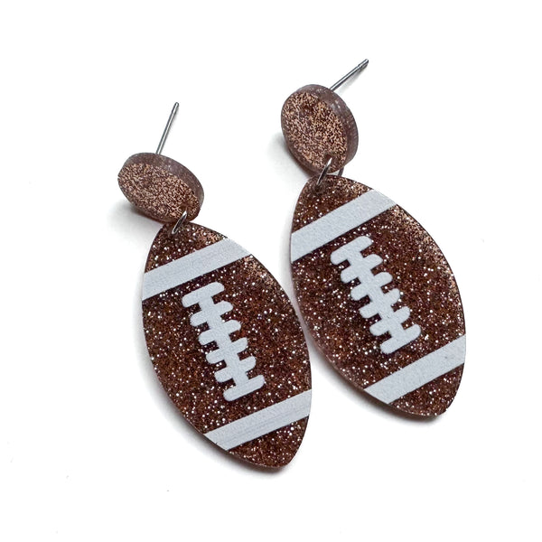 Acrylic Glitter Football Earrings
