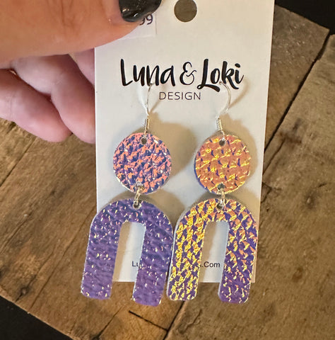 Iridescent Dotty Leather Earrings