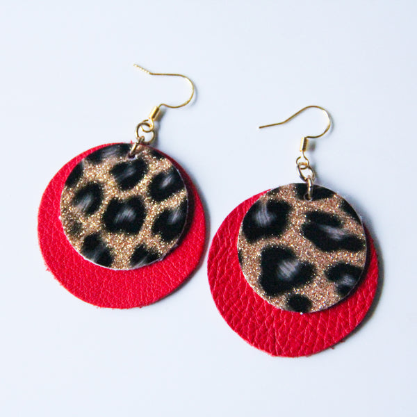 Patricia - Wild Thing - Red Leather and Gold Glitter Leopard