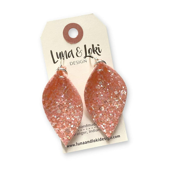 Valentine's Day Glitter Katie Leaf Earrings