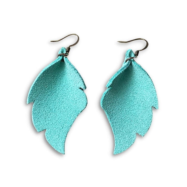 Western Alise - Turquoise Suede Feather Shaped Earrings