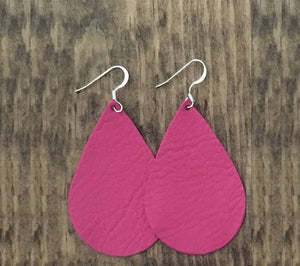 hot-pink-teardrop-leather-earrings