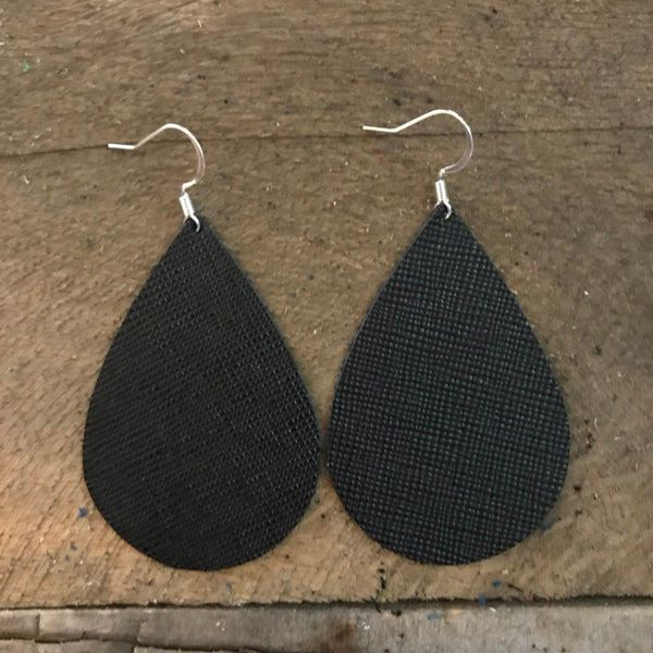black-saffiano-teardrop-leather-earrings