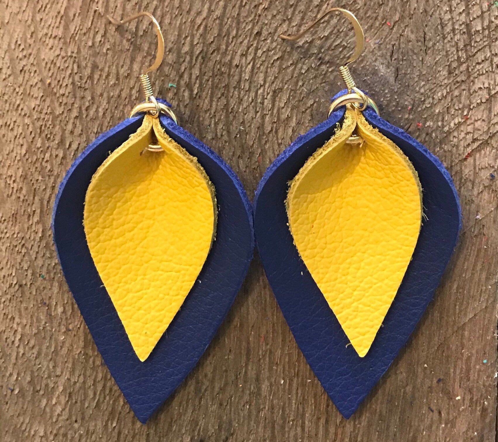 katie-double-layered-leather-leaf-shaped-earrings-in-navy-blue-and-maize