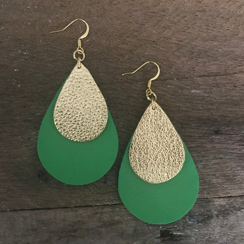 double-layered-leather-teardrop-shaped-earrings-in-green-and-metallic-gold-go-green