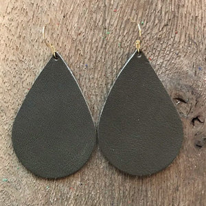 khaki-olive-green-teardrop-leather-earrings