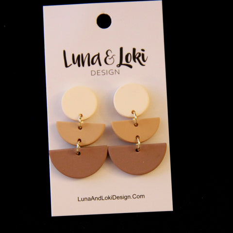 Beige Half Moon Earrings