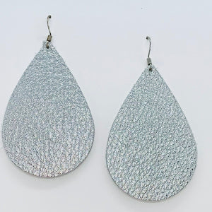 metallic-silver-teardrop-leather-earrings