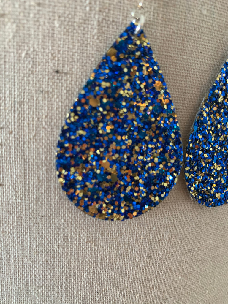 LV Drip Custom Glitter Faux Leather Earrings